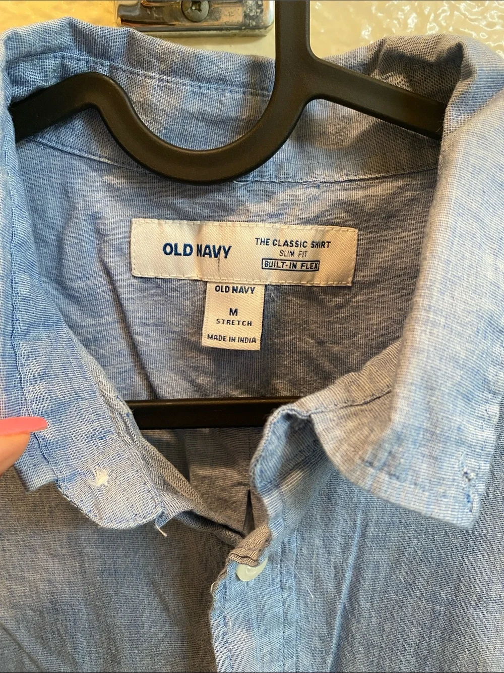 Old Navy Boys Short-Sleeve Button-Down Shirt in Light Blue Chambray